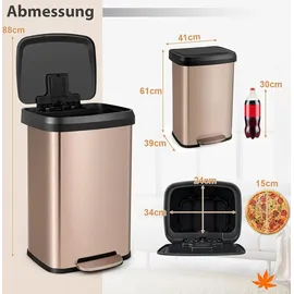 Costway Mülleimer 50 l Gold