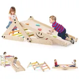 Costway Kletterdreieck mit Rutsche Naturbelassen