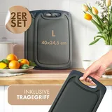Blumtal Schneidebrett-Set Kunststoff 2 Teile 40 x 24,5 cm Grau