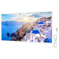 Bringer® Bild Infrarotheizung mit Rahmen - Santorini, Griechenland - 800 / mit Smart Thermostat und App