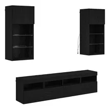 vidaXL TV Wand Einheiten mit LED 5 pcs 40,5x90x30 cm Schwarz Eichen-Optik Holz