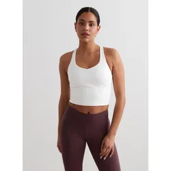 Damen Yoga Sport-BH Feuchtigkeitsableitend Riemchen-Bralette Weiß WEISS L