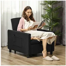 Homcom Schlafsessel 3-in-1 Kord 74 x 81 x 84 cm Schwarz mit Lendenkissen