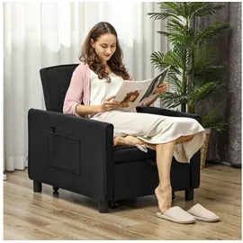Homcom Schlafsessel 3-in-1 Kord 74 x 81 x 84 cm Schwarz mit Lendenkissen