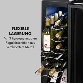 Klarstein Shiraz 12 Slim Uno Weinkühlschrank 32l/12Fl.Touch 85 W 5-18 °C LED