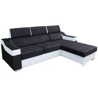 All4All Ecksofa mit Schlaffunktion Geri 240 cm x 183 cm - Sofa in L-Form - Schlafsofa mit Bettkasten - für 3 Personen - Kleines Sofa - Schwarz/Weiß - Gewebe mit Kunstleder - Rechte Seite 19