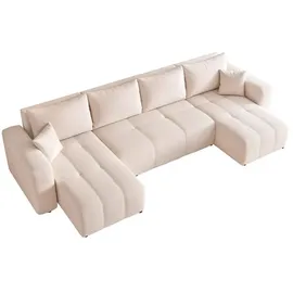 idohome Wohnlandschaft mit Schlaffunktion und Bettkasten, Creme
