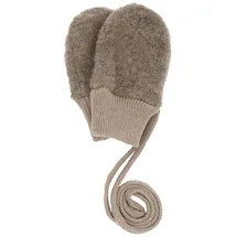 Maximo Fäustlinge MAXIMO, Kinder, Gr. 3M, braun (braun, meliert), Fleece, Wolle, meliert, unifarben, Handschuhe Fäustlinge, atmungsaktiv, wärmend, weich, mit Halteband, Wollfleece