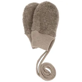 Maximo Fäustlinge MAXIMO, Kinder, Gr. 3M, braun (braun, meliert), Fleece, Wolle, meliert, unifarben, Handschuhe Fäustlinge, atmungsaktiv, wärmend, weich, mit Halteband, Wollfleece