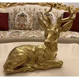 Casa Padrino Luxus Dekofigur Reh 49 x 20 x H. 39 cm - Wetterbeständige Deko Skulptur - Wohnzimmer Deko Figur - Schreibtisch Deko Figur - Garten Deko - Luxus Deko Tierfigur