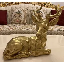 Casa Padrino Luxus Dekofigur Reh 49 x 20 x H. 39 cm - Wetterbeständige Deko Skulptur - Wohnzimmer Deko Figur - Schreibtisch Deko Figur - Garten Deko - Luxus Deko Tierfigur
