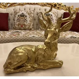 Casa Padrino Luxus Dekofigur Reh 49 x 20 x H. 39 cm - Wetterbeständige Deko Skulptur - Wohnzimmer Deko Figur - Schreibtisch Deko Figur - Garten Deko - Luxus Deko Tierfigur