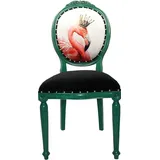 Casa Padrino Barock Luxus Esszimmer Stuhl ohne Armlehnen Flamingo mit Krone mit Bling Bling Glitzersteinen - Designer Stuhl - Limited Edition