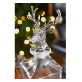 Edzard Karaffe Hirsch, quadratisch, Glas, edel versilbert