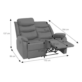 Mendler 2er Kinosessel HWC-O62, Relaxsessel Fernsehsessel mit Armlehne, Liegefunktion Kunstleder ~ creme