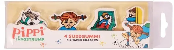 4-pack erasers - 4 shaped erasers packed in acetate box with eurohole (size of box 5.2 x 16 cm)