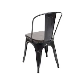 Mendler 2er-Set Esszimmerstuhl HWC-H10e, Küchenstuhl Stuhl Chesterfield Metall Kunstleder Industrial Gastronomie schwarz-braun