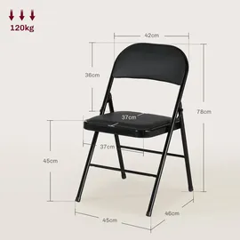 Homcom 2er-Set Klappstühle Tragbar mit Kissen Stahlbeine Kunstleder