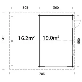 Palmako Einzelgarage 7,06 x 6,19 m grau inkl. Seitenwand