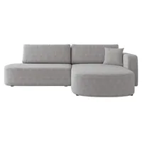 MIRJAN24 Ecksofa Zerte Cord, mit Schlaffunktion und Bettkasten, L-Form Sofa (Poso 110, Ecksofa: Rechts) - Grau