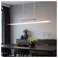 JUST LIGHT Hängeleuchte, LED-Leuchtmittel fest verbaut, Warmweiß, Zugpendel Hängeleuchte Esszimmerlampe LED Höhenverstellbar chrom silberfarben