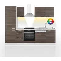 Vicco Küchenzeile Optima 270 cm Edelgrau/Weiß