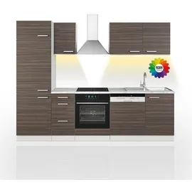 Vicco Küchenzeile Optima 270 cm Edelgrau/Weiß