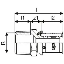 Uponor S-Press Plus Übergangsnippel 32 mm x R 1'
