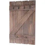 Mendler Wandgarderobe HWC-D13, Garderobe Garderobenpaneel, 6 Haken 91x60cm ~ braun shabby