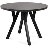 KONSIMO® Esstisch INDAGA Esszimmertisch Ausziehbar Rund, Loft-Stil, Massivholzrahmen aus Buche grau|schwarz