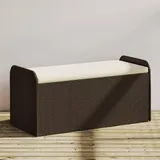 Festnight Sitzbank mit Stauraum Gartenbank Bank Rattan Aufbewahrungsbank Sitzbank Auflagenbox mit Kissen Braun 115x51x52 cm Poly Rattan Gartensofa Balkonmöbel Gartenmöbel Balkonbank