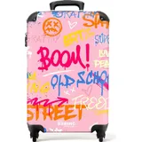 NoBoringSuitcases.com Handgepäck Koffer 55x35x20 cm 36L, Bunte Graffiti-Drucke: Rosa - Farbenfroh, Reisekoffer, mit Rollen,