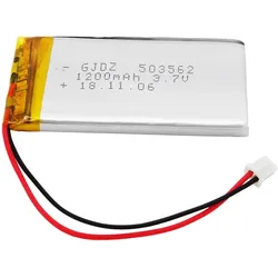 LP-503562 Lithium-Polymer / LiPo Akku, 3,7V, 1200mAh mit 2 Pin JST Stecker