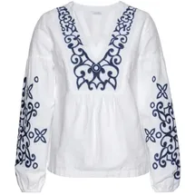 LASCANA Langarmbluse Damen weiß-blau Gr.34