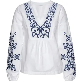 LASCANA Langarmbluse Damen weiß-blau Gr.34