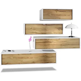 Vladon Wohnwand, Eiche, Holzwerkstoff, 210x170x37 cm, Wohnzimmer, Wohnwände, Wohnwand-Sets