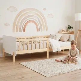 Homestyle4u Kinderbett 2604 90 x 200 cm Kiefer massiv weiß