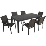 Garden Pleasure Garten-Essgruppe »AMIRA«, (7 tlg.), mit ausziehbarem Tisch grau