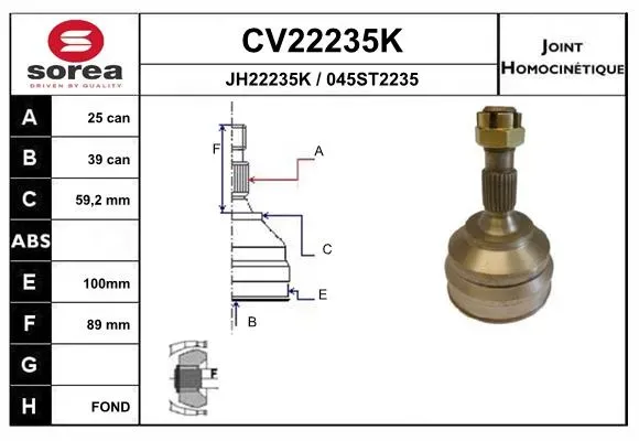 EAI Gelenksatz, Antriebswelle cv22235k