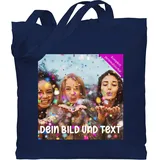 Baumwolltasche - Foto eigenem - Fotogeschenk I Geschenk Bild personalisiert I Geschenk mit Bild I Custom Photo - Unisize - Navy Blau - fotogeschenke kindergarten stofftasche selbst drucken druck - Einheitsgröße