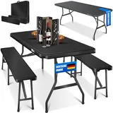 Kesser KESSER® Bierzeltgarnitur 3-teilig Set, Tisch + 2 x Bank, für drinnen - draußen, klappbar, Kunststoff, Rattan-Look Gartengarnitur , Klapptisch Gartentisch
