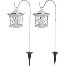 2er Set LED Außen Solar Lampe Steh Hänge Laterne Garten Leuchte Outdoor Grablicht