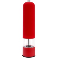 DIYWORK Elektrische Pfeffermühle, mit LED-Licht und Flasche, Automatischer Gewürzmühle, ABS-Kunststoff, batteriebetrieben (Rot)