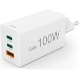 Hama GaN Schnellladegerät, 100W, USB-C/USB-A, weiß (00201997/00125140)