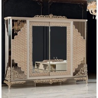 Casa Padrino Luxus Barock Schlafzimmerschrank Weiß / Gold - Prunkvoller Massivholz Kleiderschrank im Barockstil - Barock Schlafzimmer Möbel
