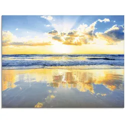 Glasbild ARTLAND "Sonnenaufgang über dem Ozean", blau (farbe bild(er): blau), B:80cm H:60cm, Bilder, in verschiedenen Größen