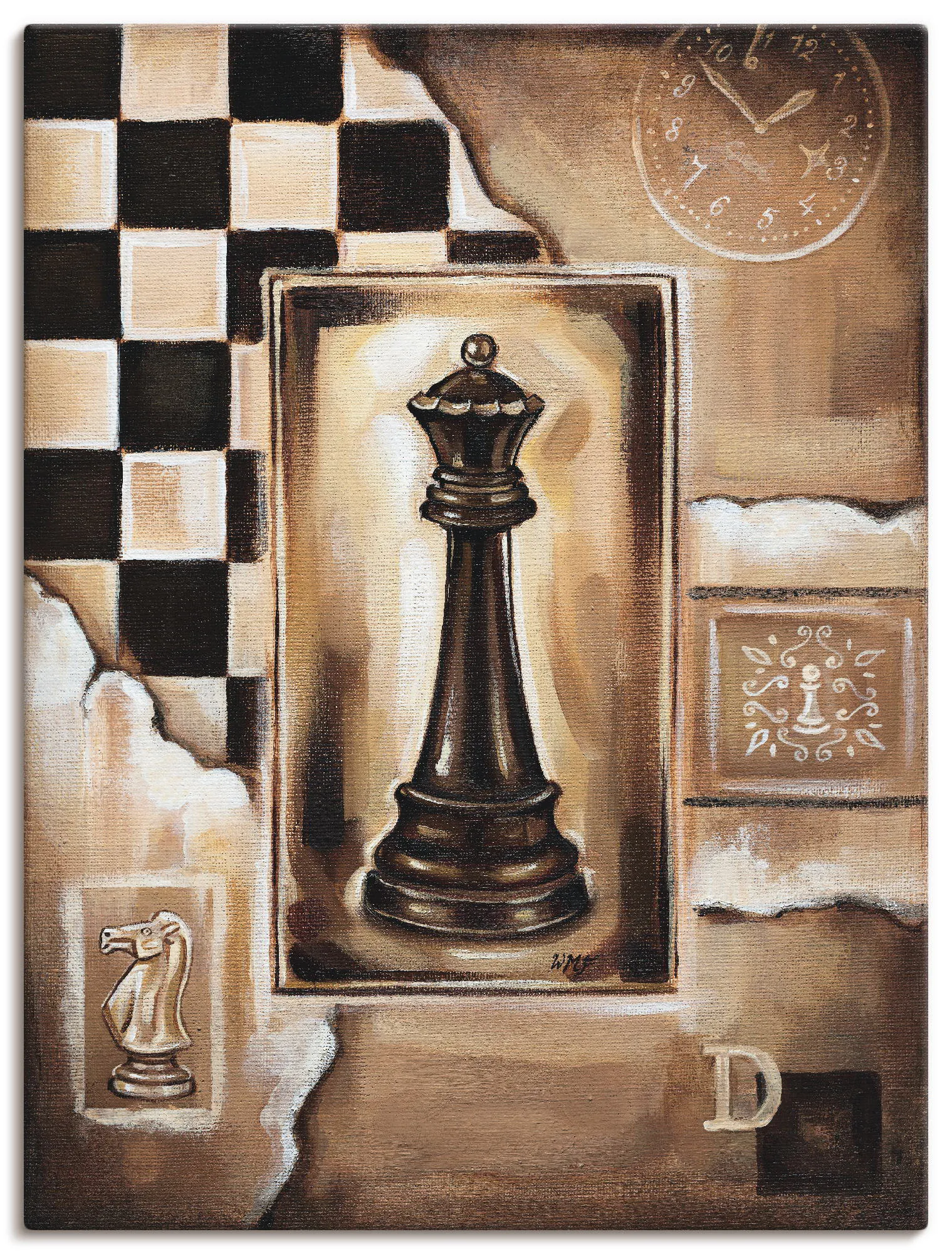 Artland Leinwandbild »Schach Königin«, Schach, (1 St.), auf Keilrahmen gespannt Artland braun