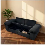 MODFU Schlafsofa Kompaktes 2-Sitzer Sofa mit integriertem Stauraum, Praktisch und platzsparend für den täglichen Gebrauch 1 Teile, Bezug aus Kurzplüsch, stabiler Holzrahmen, Maße: 136x61 cm schwarz|weiß