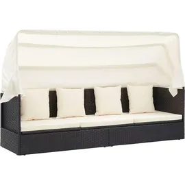vidaXL Polyrattan Sonnenbett wasserabweisend schwarz