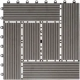 Ventanara® WPC Holz Kunststoff Fliesen Terrassenfliesen Klickfliesen Balkonfliesen 1 Stück (30 x 30 cm Mosaik, Grau)